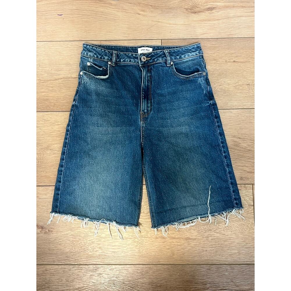 NAF NAF wide Leg Blue Jean cut off shorts jorts - Size 12